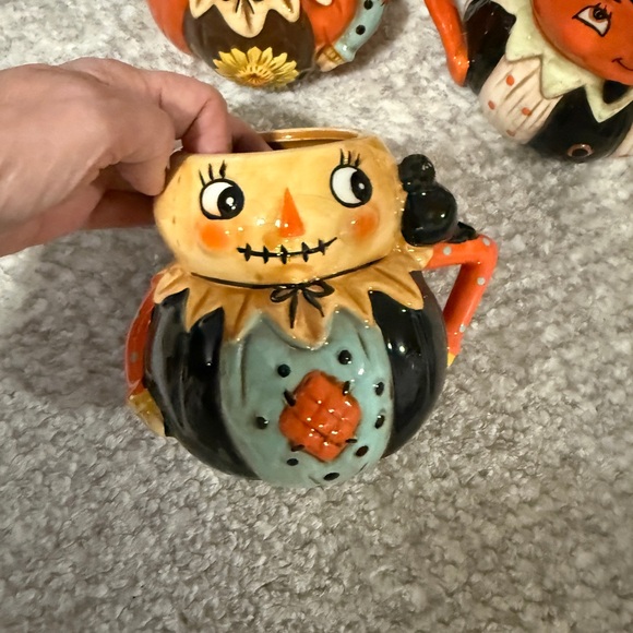 Set of 3 Ceramic Johanna Parker Transpac Halloween 🎃 Mugs Scarecrow Devil - Picture 2 of 5
